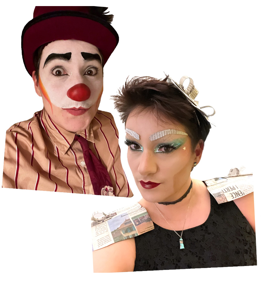 Muss Django Gourmet (clown) et Sucre d'Orge (drag)