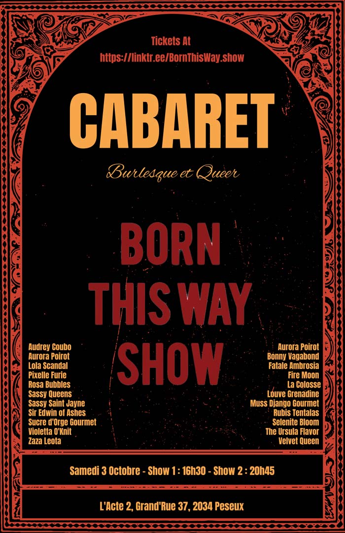 Affiche du cabaret avec les sept têtes des artistes